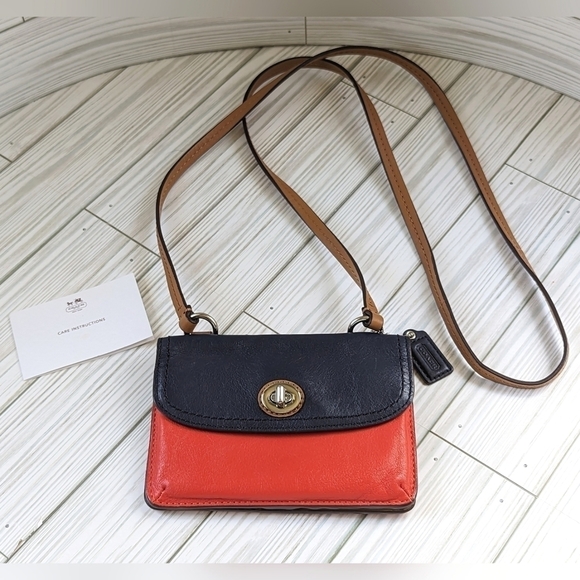 Coach Park Leather Dylan Colorblock Mini Crossbody Bag in Navy Blue and Red - Picture 11 of 11